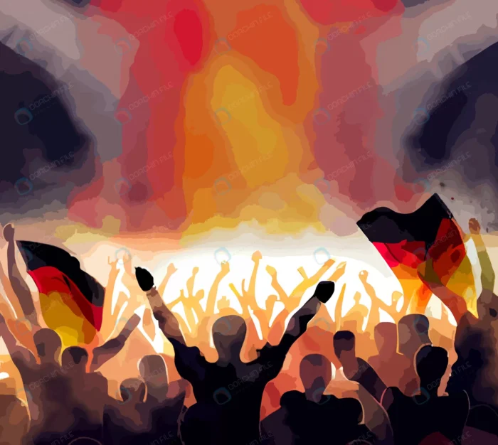 germany national soccer team fans celebrating worl rnd113 frp34594919 - title:شادی هواداران فوتبال با پرچم آلمان - اورچین فایل - format:JPG - استوک - sku:frp34594919 - keywords: p_id:69271