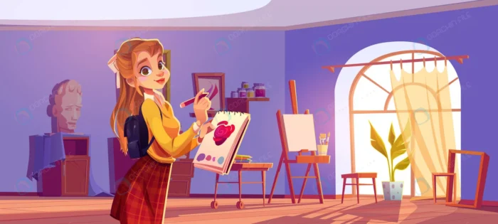 girl painter art studio with canvas brushes crcc51b8da6 size3.64mb 1 - title:کاراکتر دختر در حال نقاشی - اورچین فایل - format:EPS - وکتور - sku:crcc51b8da6 - keywords: p_id:79755