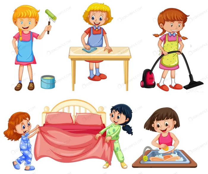 girls doing different chores white background crc3252dd66 size5.02mb - title:دختر در حال انجام کارهای خانه - اورچین فایل - format:EPS - وکتور - sku:crc3252dd66 - keywords:دختر در حال انجام کارهای خانه p_id:104163