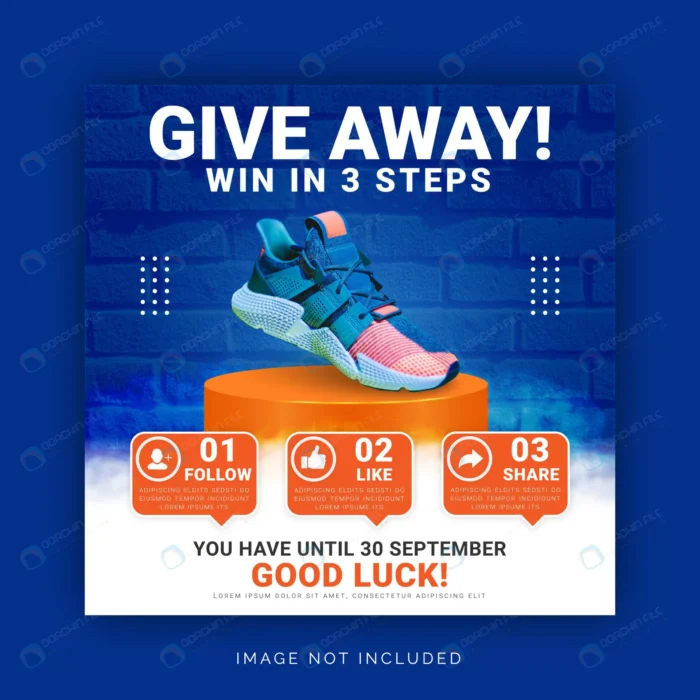 give away win three steps instagram post social m crc7c900730 size11.04mb - title:وکتور پست تبلیغاتی با بکگراند آجری - اورچین فایل - format:EPS - وکتور - sku:crc7c900730 - keywords: p_id:61365