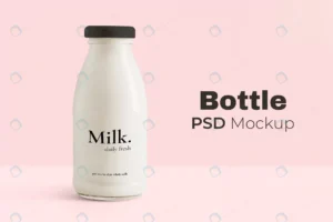 glass milk bottle mockup psd with label product p crcf62656da size123.33mb 1 - title:Home - اورچین فایل - format: - sku: - keywords: p_id:18