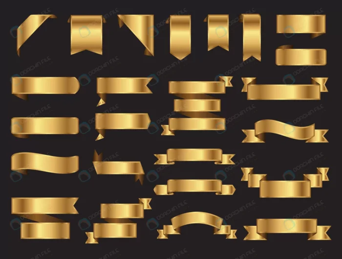 gold ribbon banner cillection crc76df2b11 size1.36mb - title:مجموعه ریبون، بج و بنر طلایی - اورچین فایل - format:EPS - وکتور - sku:crc76df2b11 - keywords: p_id:87617