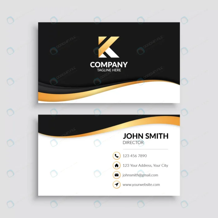 gold wave business card template crc4730bef1 size0.88mb - title:وکتور کارت ویزیت سفید ، مشکی و طلایی - اورچین فایل - format:EPS - وکتور - sku:crc4730bef1 - keywords: p_id:56048
