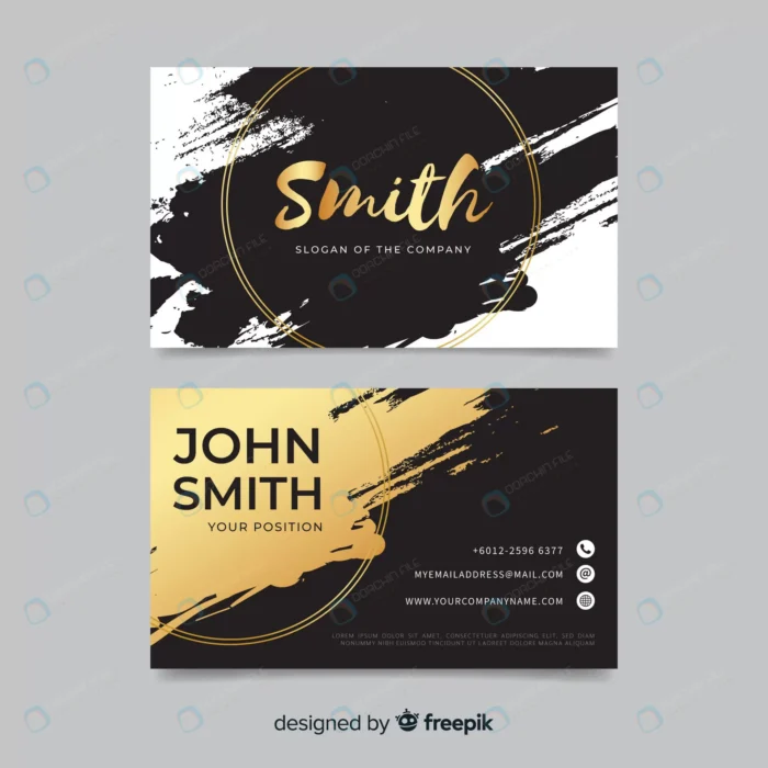 golden brush stroke business card crc5e8fd300 size3.57mb - title:قالب کارت ویزیت تجاری سبک براش آبرنگ - اورچین فایل - format:EPS - وکتور - sku:crc5e8fd300 - keywords: p_id:80289