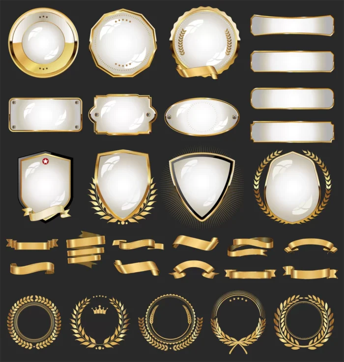 golden collection various ribbons tags laurels sh crc43702503 size2.81mb - title:مجموعه وکتور سپر و ریبون طلایی - اورچین فایل - format:EPS - وکتور - sku:crc43702503 - keywords: p_id:38277