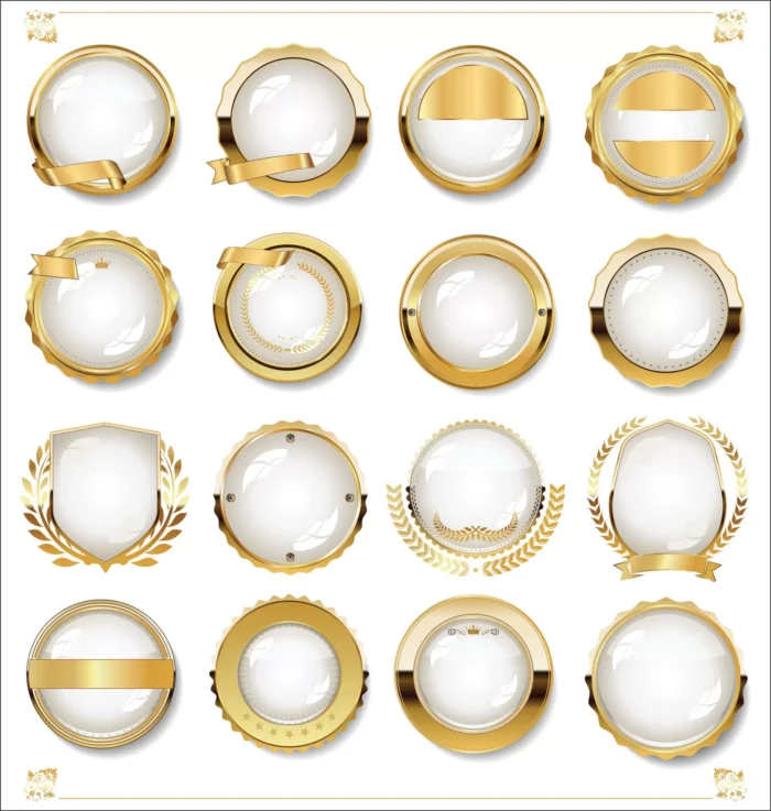 golden empty white labels retro vintage design co crcbeb9211d size2.51mb - title:مجموعه نشان های لاکچری - اورچین فایل - format:EPS - وکتور - sku:crcbeb9211d - keywords: p_id:36433