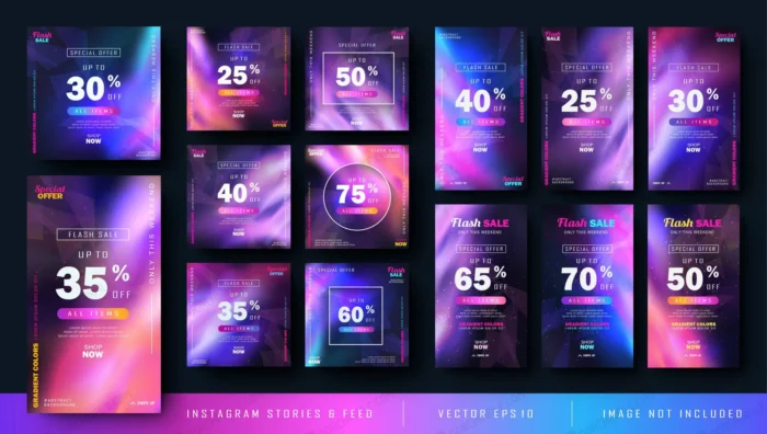 gradient abstract instagram stories feed post bun crc1705a12d size21.80mb - title:مجموعه پست و استوری اینستاگرام فروش با تخفیف - اورچین فایل - format:EPS - وکتور - sku:crc1705a12d - keywords:مجموعه پست و استوری اینستاگرام فروش با تخفیف p_id:104915