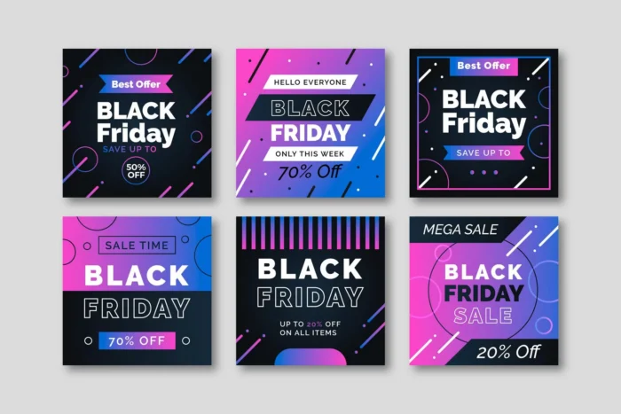 gradient black friday instagram post collection crc5d5c8dc2 size1.93mb - title:قالب پست اینستاگرام ویژه تخفیف جمعه سیاه - اورچین فایل - format:EPS - وکتور - sku:crc5d5c8dc2 - keywords: p_id:36485