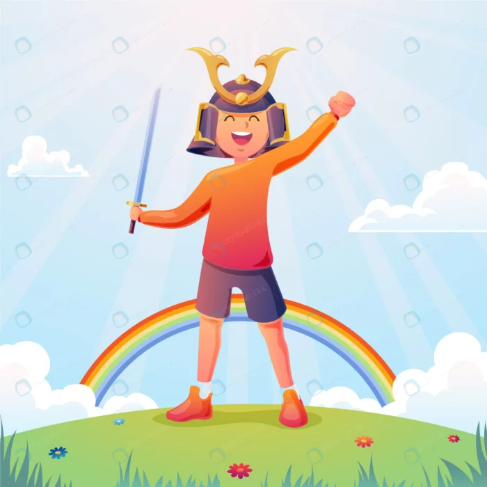 gradient childrens day illustration crca309a4c6 size1.45mb - title:وکتور کاراکتر کودک جنگجو و قهرمان - اورچین فایل - format:EPS - وکتور - sku:crca309a4c6 - keywords: p_id:63925