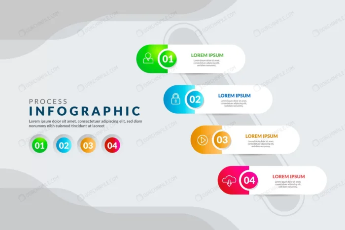 gradient process infographic crc911fe374 size0.54mb - title:اینفوگرافی چهار مرحله ای با فرمت وکتور - اورچین فایل - format:EPS - وکتور - sku:crc911fe374 - keywords: p_id:92841