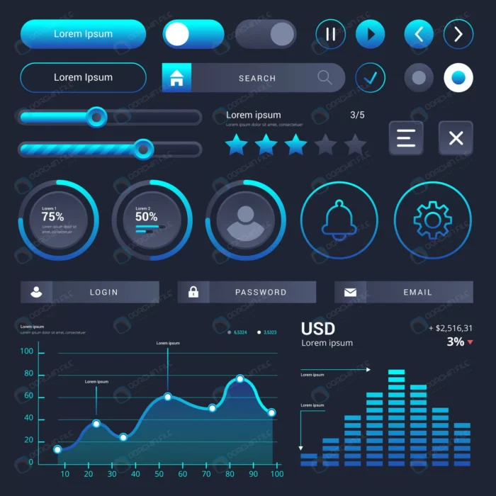 gradient ui kit collection 8 crc66910cf9 size1.69mb - title:وکتور UI KIT - اورچین فایل - format:EPS - وکتور - sku:crc66910cf9 - keywords: p_id:55989