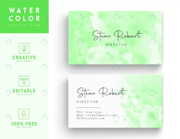 green artistic vibrant watercolor business card t crc3ad616ef size11.72mb - title:وکتور کارت ویزیت سبز و سفید به سبک آبرنگ - اورچین فایل - format:EPS - وکتور - sku:crc3ad616ef - keywords: p_id:56060