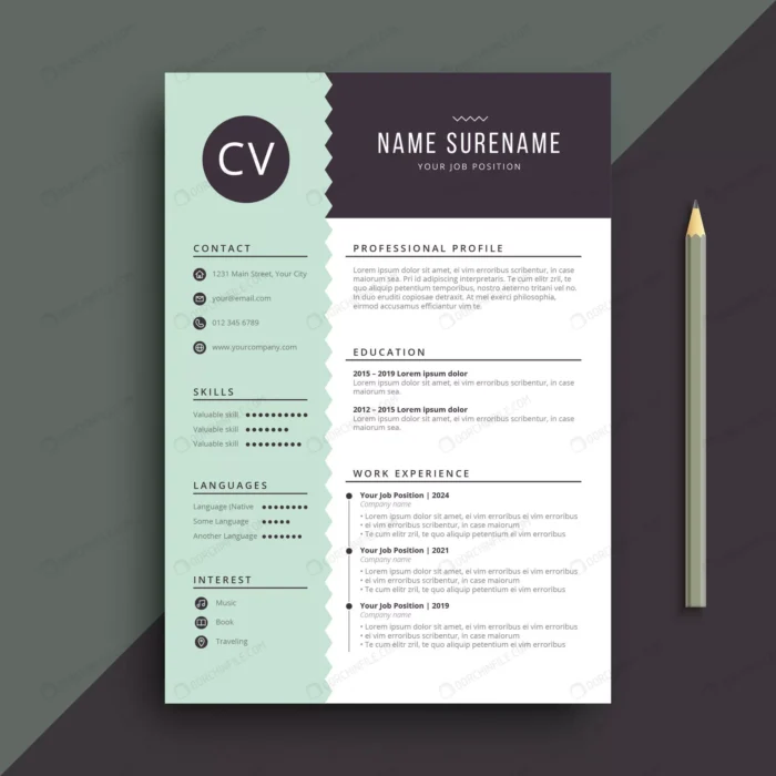 green professional cv resume template crc26f3607a size1.30mb - title:تمپلیت آماده رزومه شخصی - اورچین فایل - format:EPS - وکتور - sku:crc26f3607a - keywords:تمپلیت آماده رزومه شخصی p_id:101681