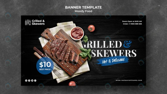 grilled and skewers restaurant banner template crc2c4f95db size121.12mb - title:قالب لایه باز بنر رستوران و فست فود - اورچین فایل - format:PSD - فتوشاپ - sku:crc2c4f95db - keywords: p_id:89481