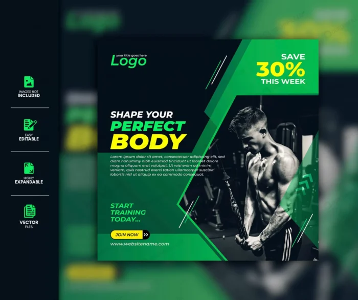 gym fitness social media post facebook post insta crce1b10735 size2.17mb - title:پست اینستاگرام باشگاه بدنسازی - اورچین فایل - format:EPS - وکتور - sku:crce1b10735 - keywords:پست اینستاگرام باشگاه بدنسازی p_id:102541