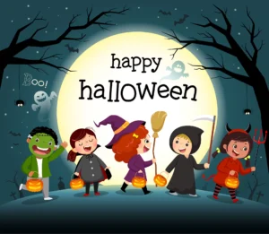 halloween night background with group kids costume party - title:Home - اورچین فایل - format: - sku: - keywords: p_id:18