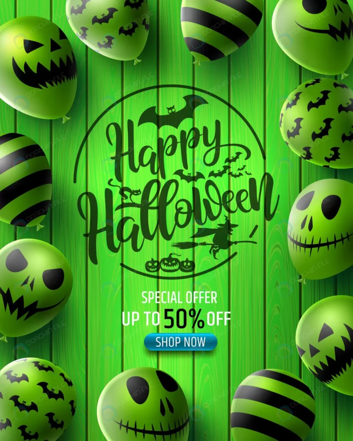 halloween vertical sale banner with scary balloon crcceb74528 size23.69mb - title:خرید با تخفیف ویژه جشن هالووین - اورچین فایل - format:EPS - وکتور - sku:crcceb74528 - keywords: p_id:64609