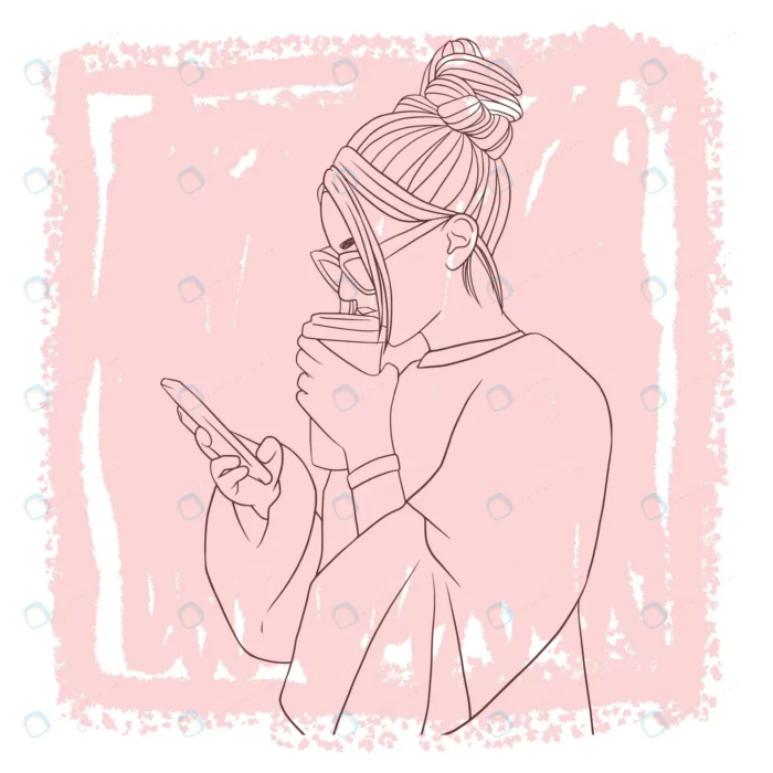 hand drawn beautiful woman drinking coffee holdin crc050f105a size1.56mb 1 - title:وکتور نقاشی خطی با طرح دخترانه - اورچین فایل - format:EPS - وکتور - sku:crc050f105a - keywords: p_id:44493