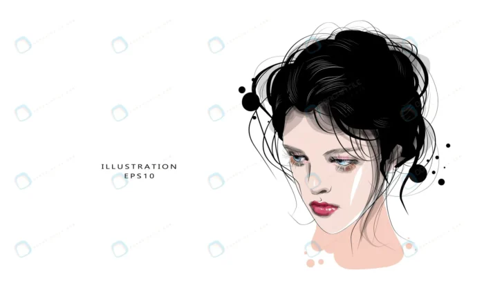 hand drawn beautiful young woman face sketch styl crc92f8531d size1.71mb - title:وکتور نقاشی خانم جوان زیبا - اورچین فایل - format:EPS - وکتور - sku:crc92f8531d - keywords: p_id:47316