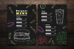 hand drawn burger menu template - title:Home - اورچین فایل - format: - sku: - keywords: p_id:18