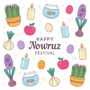 hand drawn happy nowruz illustration with element crcad48a125 size1.05mb - title:Home - اورچین فایل - format: - sku: - keywords: p_id:18