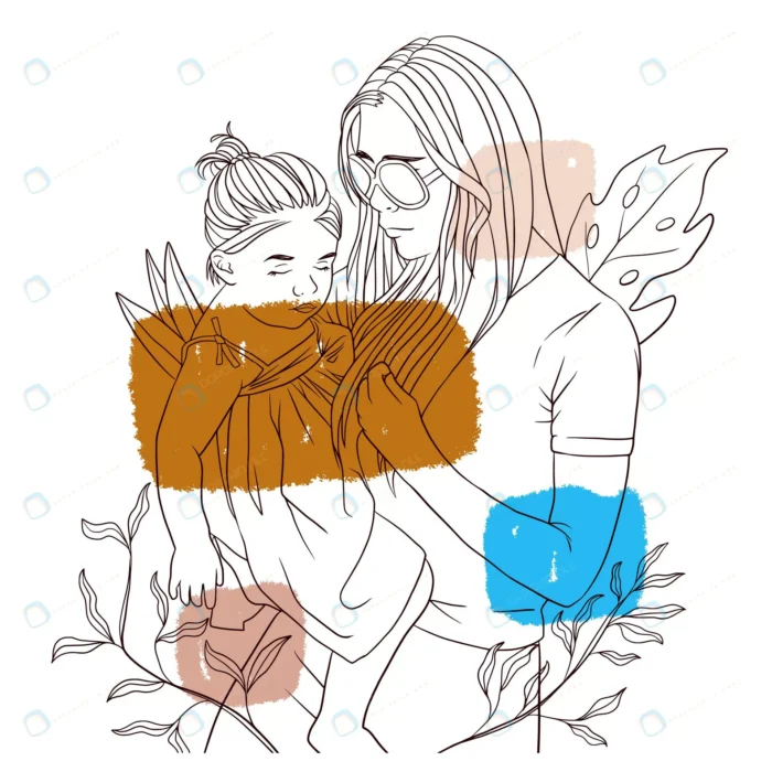 hand drawn mother holding her child mothers day l crc7486ff63 size2.5mb 1 - title:وکتور تصویر خطی روز مادر - اورچین فایل - format:EPS - وکتور - sku:crc7486ff63 - keywords: p_id:44603