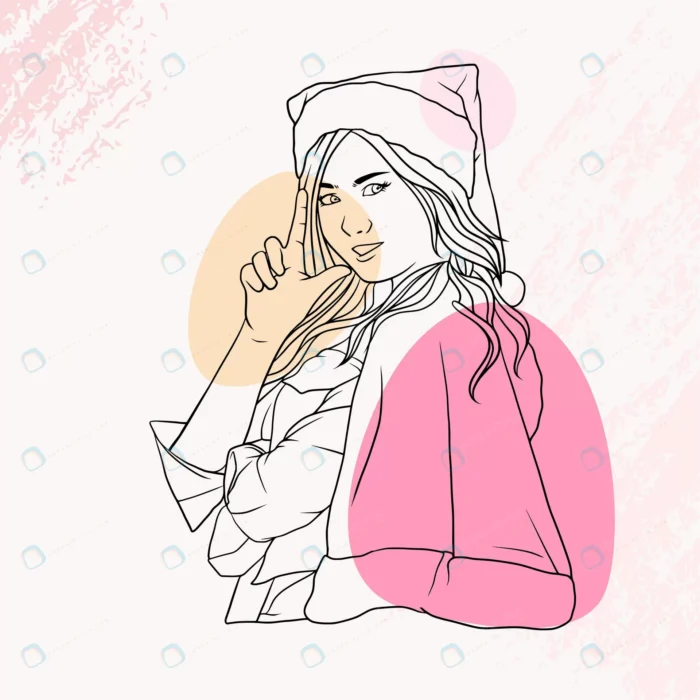 hand drawn portrait beautiful girl christmas dres crc81b926ad size2.31mb 1 - title:لاین آرت طرح دختر ویژه کریسمس - اورچین فایل - format:EPS - وکتور - sku:crc81b926ad - keywords: p_id:44601