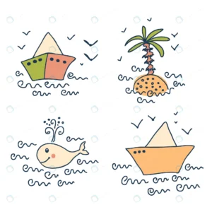 hand drawn summer collection with paper boat palm rnd219 frp31524868 - title:Home - اورچین فایل - format: - sku: - keywords: p_id:18