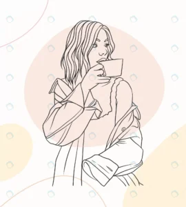 hand drawn woman drinking coffee elegant line art crc7ca2429d size0.98mb 1 - title:Home - اورچین فایل - format: - sku: - keywords: p_id:18