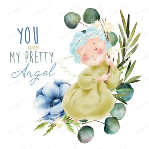 hand painted watercolor angel with green leaves crcd3a79ed3 size15.38mb - title:Home - اورچین فایل - format: - sku: - keywords: p_id:18