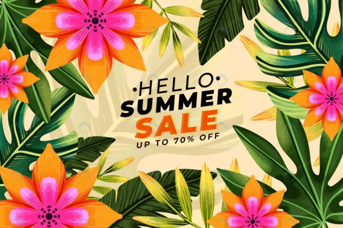 hand painted watercolor hello summer sale illustr crc078a16ba size16.27mb - title:وکتور تبلیغاتی حراج تابستانه - اورچین فایل - format:EPS - وکتور - sku:crc078a16ba - keywords: p_id:59542