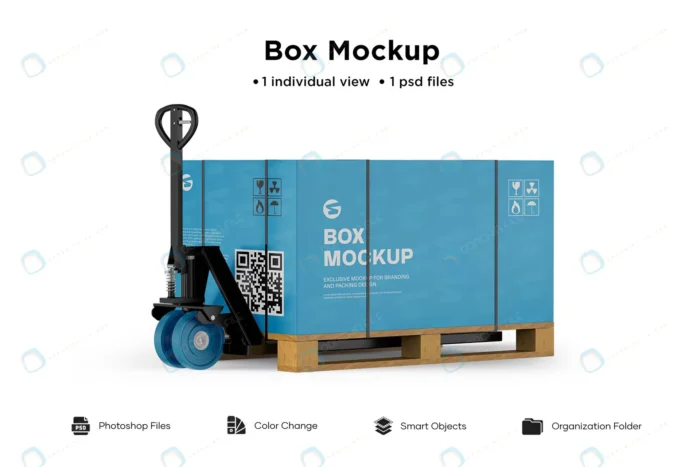 hand pallet truck paper box mockup crcb25f2379 size79.89mb - title:موکاپ جعبه بزرگ کارتنی - اورچین فایل - format:PSD - فتوشاپ - sku:crcb25f2379 - keywords: p_id:65879