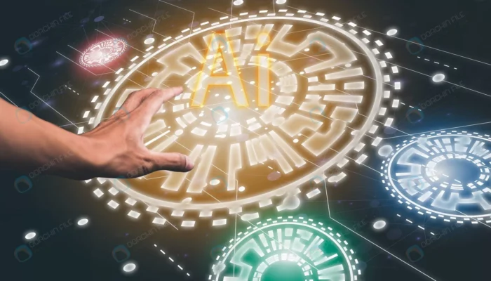 hand with ai electronic chip crca2c359a0 - title:رابط کاربری آینده نگر با موضوع هوش مصنوعی - اورچین فایل - format:JPG - استوک - sku:crca2c359a0 - keywords: p_id:63309