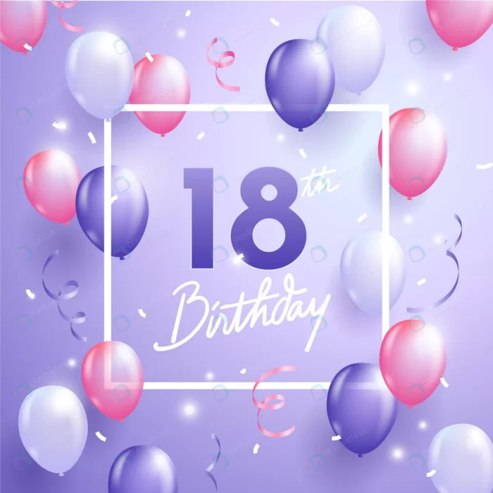 happy 18th birthday background with realistic bal crcc6c7c795 size3.89mb - title:وکتور جشن تولد 18 سالگی با استایل رئال - اورچین فایل - format:EPS - وکتور - sku:crcc6c7c795 - keywords: p_id:60093