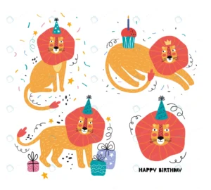 happy birthday funny lion hand drawn set wild anim rnd753 frp8934248 - title:Home - اورچین فایل - format: - sku: - keywords: p_id:18