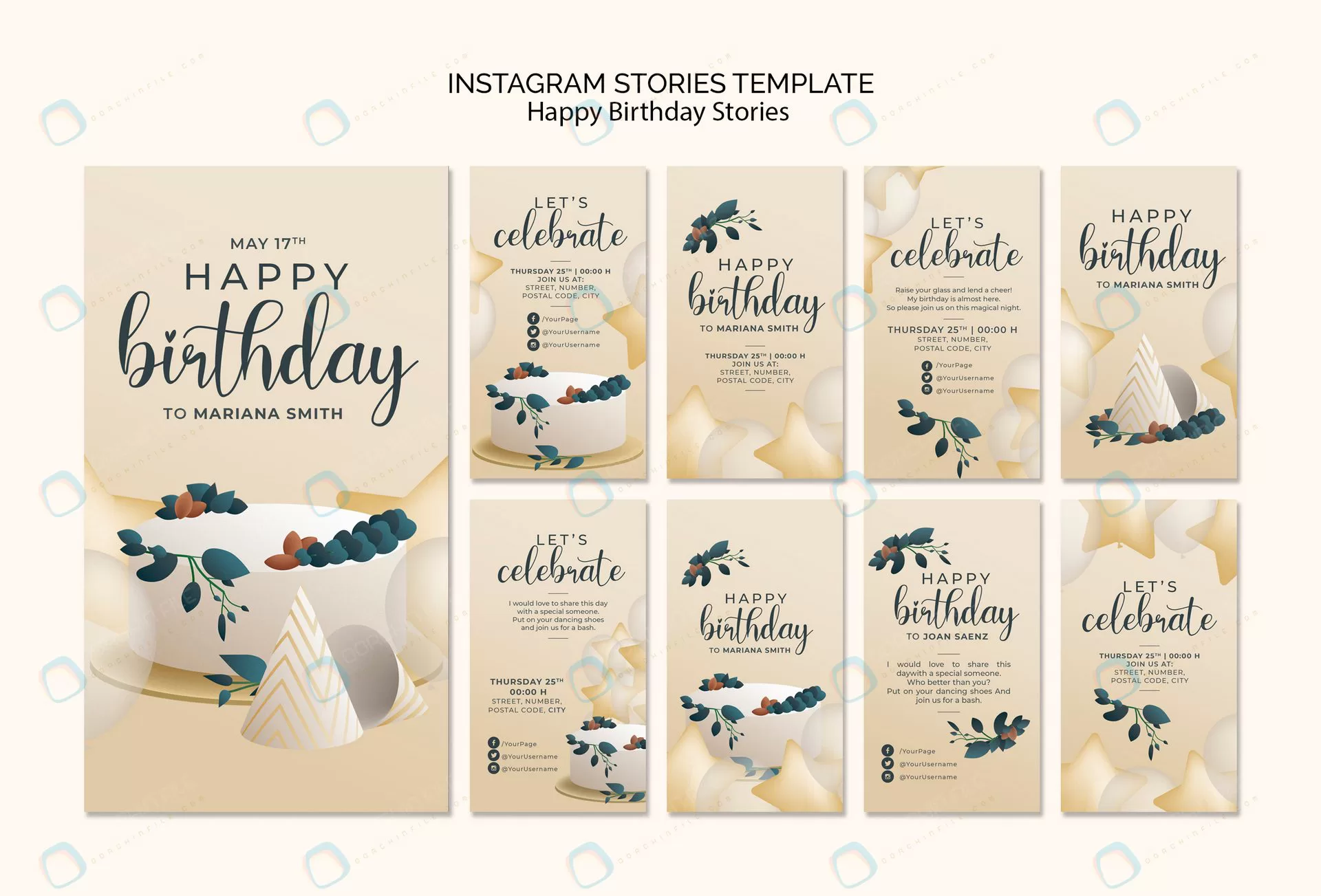 happy birthday instagram stories crc932b7935 size31.74mb - title:دانلود قالب استوری اینستاگرام تولد - اورچین فایل - format:PSD - فتوشاپ - sku:crc932b7935 - keywords: p_id:84203