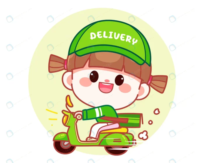 happy cute girl delivery food riding motorcycles crc8ff9d715 size2.07mb - title:وکتور پیک موتوری با کاراکتر بامزه - اورچین فایل - format:EPS - وکتور - sku:crc8ff9d715 - keywords: p_id:89749