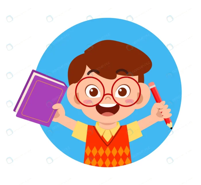 happy cute little kid school boy read book crc502ad3a5 size1.67mb - title:کاراکتر پسر با مداد و دفتر - اورچین فایل - format:EPS - وکتور - sku:crc502ad3a5 - keywords: p_id:79091