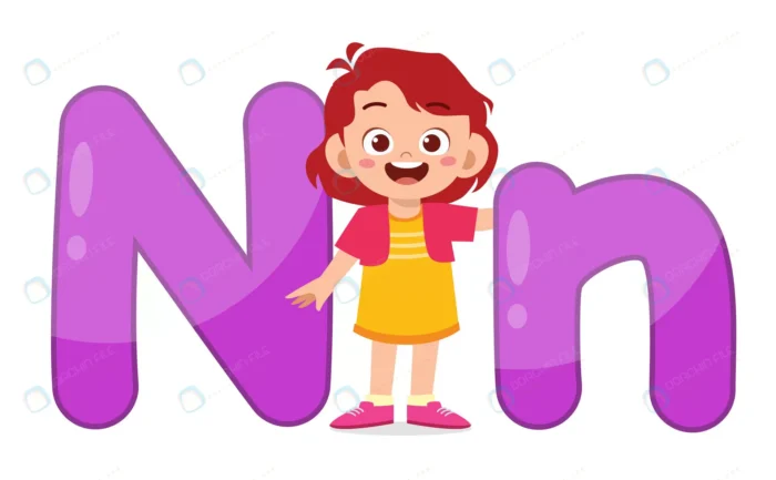 happy cute little kid study alphabet character.jp crc3c7f9206 size1.09mb - title:کاراکتر دختر با حرف انگلیسی N - اورچین فایل - format:EPS - وکتور - sku:crc3c7f9206 - keywords: p_id:79103