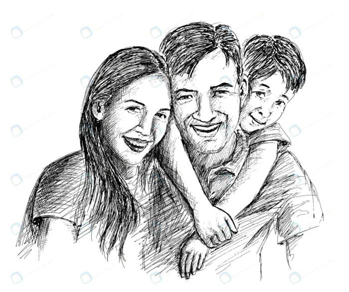 happy family parents children tshirt design sketc crc88f6858b size9.68mb - title:وکتور نقاشی خانواده 3 نفری - اورچین فایل - format:EPS - وکتور - sku:crc88f6858b - keywords: p_id:87259
