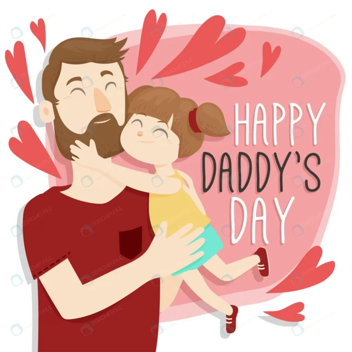 happy father s day with dad and girl crc643e51e6 size619.56kb - title:کارت تبریک کارتونی روز پدر با فرمت وکتور - اورچین فایل - format:EPS - وکتور - sku:crc643e51e6 - keywords: p_id:33592
