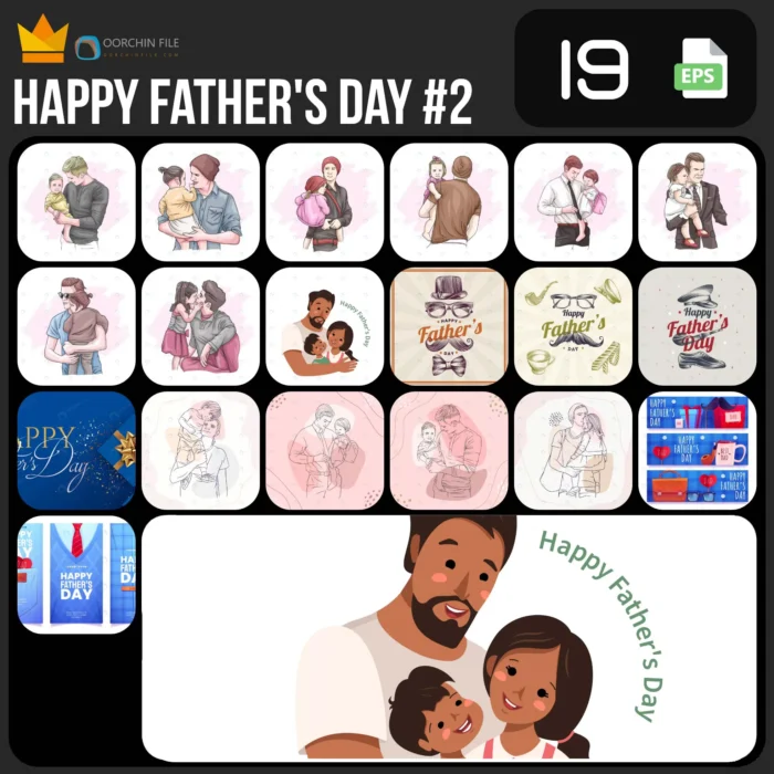 happy fathers day 1a2 - title:کالکشن وکتور روز پدر - مجموعه دوم - اورچین فایل - format:EPS - وکتور - sku:crcvec19father's#2 - keywords: p_id:43961