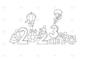 happy new year 2023 banner with doodle people rnd634 frp31524322 - title:Home - اورچین فایل - format: - sku: - keywords: p_id:18