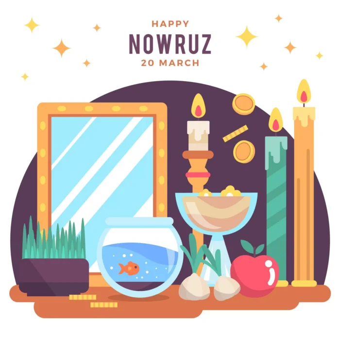 happy nowruz illustration with candles crc53b8889c size0.52mb - title:دانلود دیزاین هفت سین سال نو - اورچین فایل - format:EPS - وکتور - sku:crc53b8889c - keywords: p_id:38747