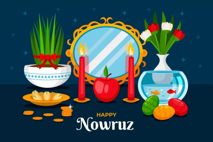 happy nowruz illustration with mirror crc02226c65 size1.59mb - title:وکتور طرح فلت عید نوروز - اورچین فایل - format:EPS - وکتور - sku:crc02226c65 - keywords: p_id:38763