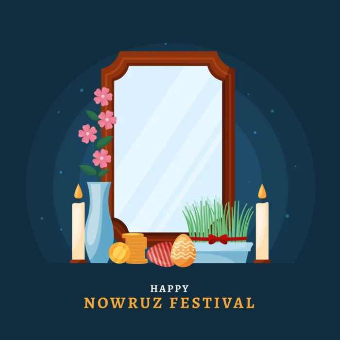 happy nowruz illustration with mirror 2 crc2926fdbb size0.58mb - title:وکتور طرح فلت تبریک سال نو - اورچین فایل - format:EPS - وکتور - sku:crc2926fdbb - keywords: p_id:38765