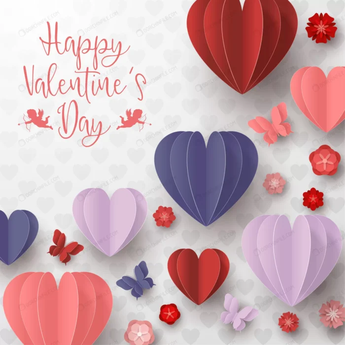 happy valentines day paper cut style with colorfu crcc6abab69 size8.06mb - title:تبریک روز ولنتاین با قلب های کاغذی رنگی - اورچین فایل - format:EPS - وکتور - sku:crcc6abab69 - keywords: p_id:100265