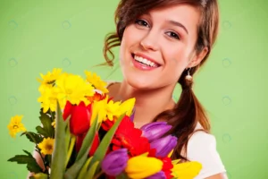 happy young woman with flowers crc88f8c1f3 size10.81mb 6048x4032 - title:Home - اورچین فایل - format: - sku: - keywords: p_id:18