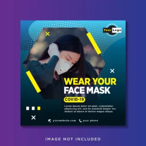 healthcare banner square flyer with virus prevention theme social media post template - title:Home - اورچین فایل - format: - sku: - keywords: p_id:18