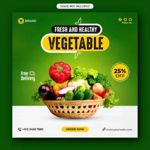 healthy food and vegetable social media post template - title:Home - اورچین فایل - format: - sku: - keywords: p_id:18